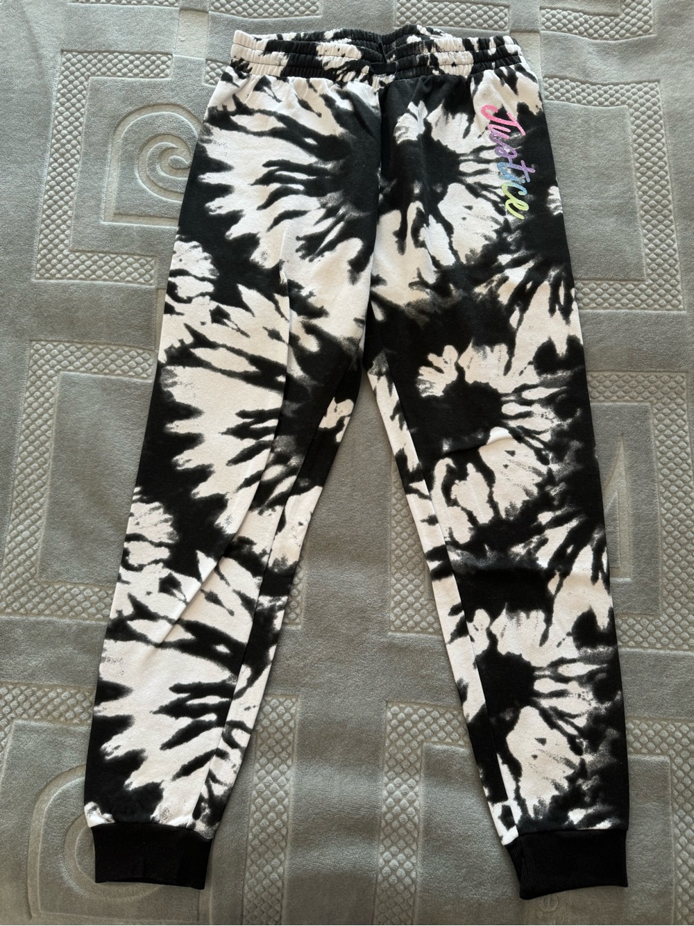 Justice Kids Tie-Dye Jogger Pants - Black & White
